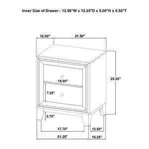 English Elm 2-drawer Nightstand Melamine Veneer Brass Hardware Modern Bedroom Bedside Table B016P459868