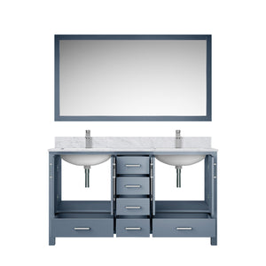 English Elm Dark Grey 60in Double Bath Vanity with Carrara Marble Top, Chrome Faucet, Soft-Close Drawers & Ample Storage B2731P259077