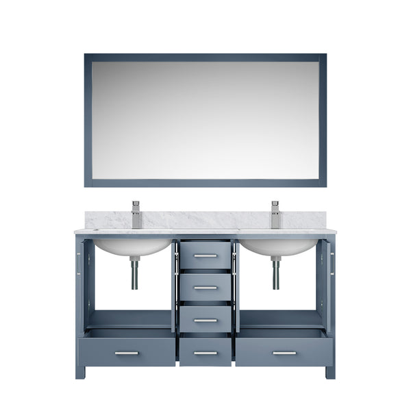 English Elm Dark Grey 60in Double Bath Vanity with Carrara Marble Top, Chrome Faucet, Soft-Close Drawers & Ample Storage B2731P259077