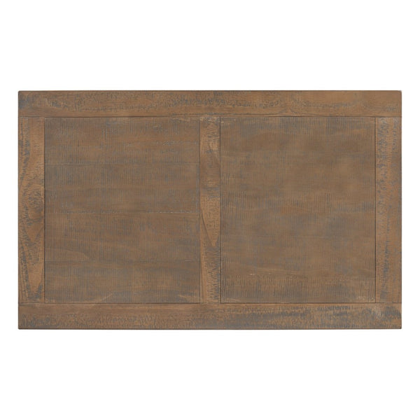 English Elm U_style Pine Veneer Coffee Table with Sculptural Turned Legs for Classic Living Room Decor Brown N711P407149D
