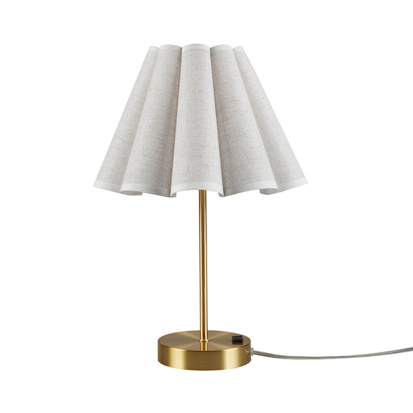 JLA Home 510 Design - Tap-Control Pleated Linen Accent Lamp with Gold Base, 3-Level Dimmable Touch & Built-In Outlet 5DS153-0053