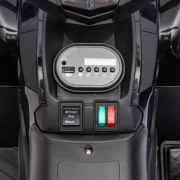 English Elm 24v Dual Motor Kids Atv Ride on with Led Lights Bluetooth Storage Racks Off Road Black W1578P390448