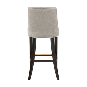English Elm Beever Elegant Taupe Chenille Upholstered Barstool With Rubberwood Frame & Gold Accents For Comfort B365P397993