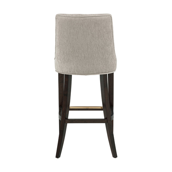 English Elm Beever Elegant Taupe Chenille Upholstered Barstool With Rubberwood Frame & Gold Accents For Comfort B365P397993