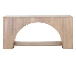 Sunpan Salma Console Table - Modern Arch Design in Solid Acacia Wood with Whitewash Finish for Elegance