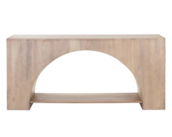 Sunpan Salma Console Table - Modern Arch Design in Solid Acacia Wood with Whitewash Finish for Elegance