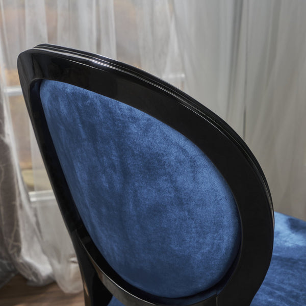 English Elm Christopher Knight Home® - KD Velvet Dining Chairs Set of 2 in Navy Blue – Plush Upholstery, Birch Frame, Gloss Black Legs, Classic Modern Blend 61363.00