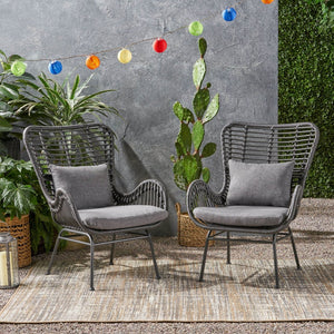 English Elm Tapscott All-weather Rattan Outdoor Accent Chairs Set of 2 with Cushions 65044.00GRY
