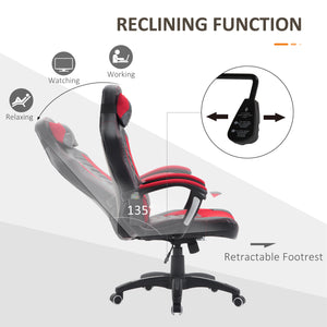 English Elm Homcom Racing Style Gaming Chair With 6-Point Massage, Heated Support, Adjustable Height & Recline W2225P217485