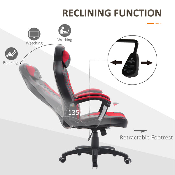 English Elm Homcom Racing Style Gaming Chair With 6-Point Massage, Heated Support, Adjustable Height & Recline W2225P217485