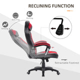 English Elm Homcom 6 Vibrating Point Massage Computer Gaming Chair 5 Modes, Racing Style Heated Desk Chair Swivel Rolling Chair With Headrest, Red / Black