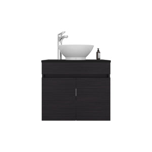 English Elm Bathroom Vanity with Sink Engineered Wood, Single Drawer Storage, Compact Modern Minimalist Design Black 27.56 L x 22.05 W x 12.2 H B097P350326