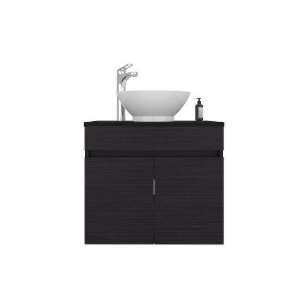 English Elm Bathroom Vanity with Sink Engineered Wood, Single Drawer Storage, Compact Modern Minimalist Design Black 27.56 L x 22.05 W x 12.2 H B097P350326