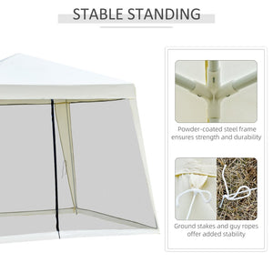English Elm Outsunny 10x10 Slant Leg Canopy Tent with Mesh Walls Uv Polyester Outdoor Shade W2225P200893