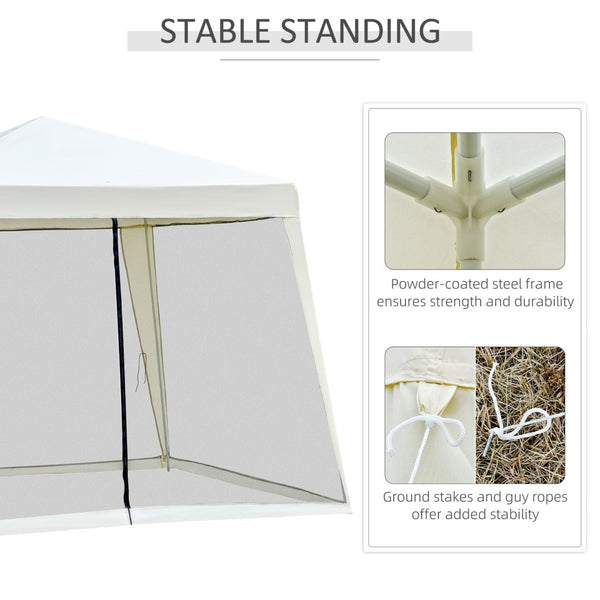 English Elm Outsunny 10x10 Slant Leg Canopy Tent with Mesh Walls Uv Polyester Outdoor Shade W2225P200893