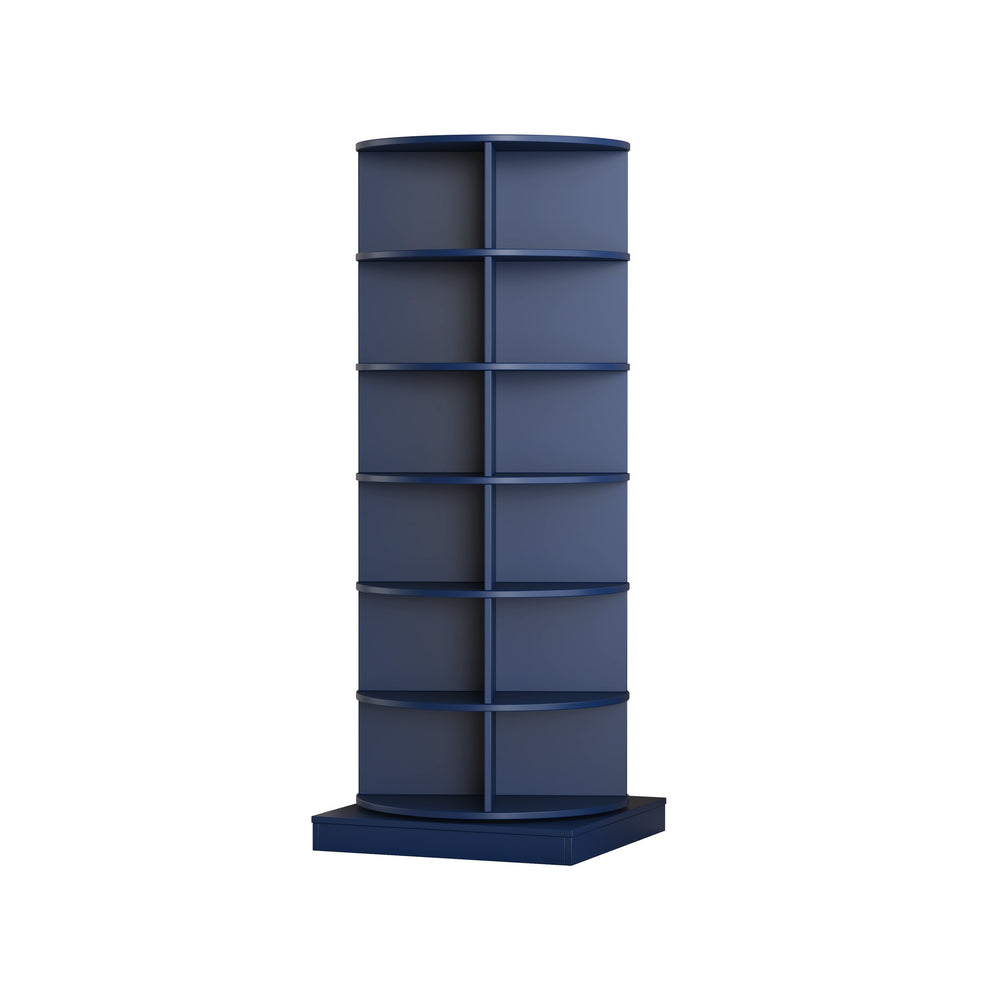English Elm Blue 360 Rotating shoe cabinet organizes up to 28 pairs with 360° swivel, compact tall 7-layer storage solution Smoke Blue W1320P164953