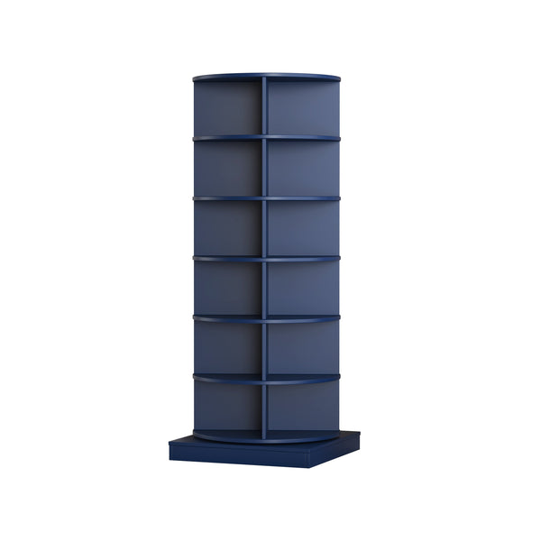 English Elm Blue 360 Rotating shoe cabinet organizes up to 28 pairs with 360° swivel, compact tall 7-layer storage solution Smoke Blue W1320P164953