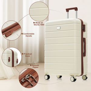 English Elm Premium Abs Hardshell 3 Piece Suitcase Set with Tsa Locks and Spinner Wheels Ivory N726P296022O