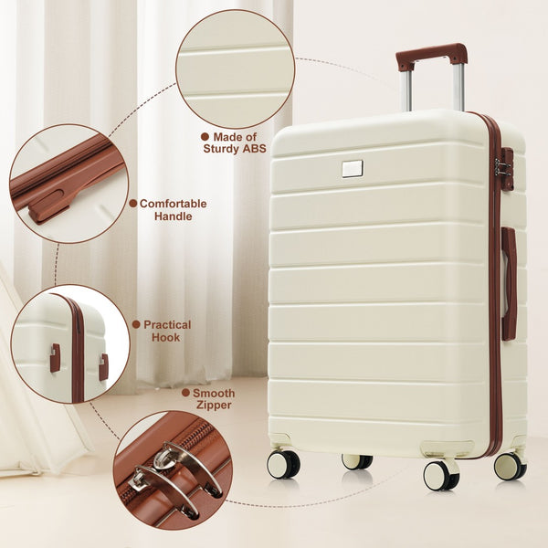 English Elm Premium Abs Hardshell 3 Piece Suitcase Set with Tsa Locks and Spinner Wheels Ivory N726P296022O