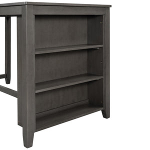 English Elm TOPMAX Counter Height Rustic Farmhouse 5-Piece Dining Set for 4 with Stacked Storage Shelves, Beige Upholstery Gray SP001134AAE