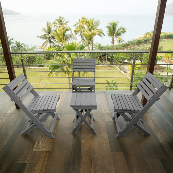 English Elm Coastal Bay Recycled Hdpe Folding Bistro Chair for Patio and Balcony Use Gray B2745P409663
