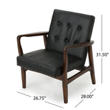 Christopher Knight Home® - Noble House - Marcola Mid Century Modern Faux Leather Club Chair with Wood Frame