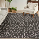 Nourison Horizon Indoor/Outdoor HOZ01 Machine Made Power-loomed Borderless Design Indoor/Outdoor Modern Outdoor Rug Black, Black 88% Polypropylene,12% Polyester 841491126202