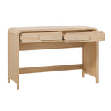 Chantelle Modern Curved Writing Desk with Statement Wood Drawer Pulls Coastal Oak WECHA42OS2CO0 Walker Edison