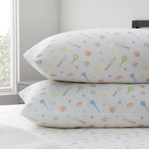 English Elm Linenspa Microfiber Sheet Set Twin Sport Pattern Blue – Super-Soft Durable Wrinkle & Fade Resistant Bedding for Kids Sleepsafe Comfort B350P394840