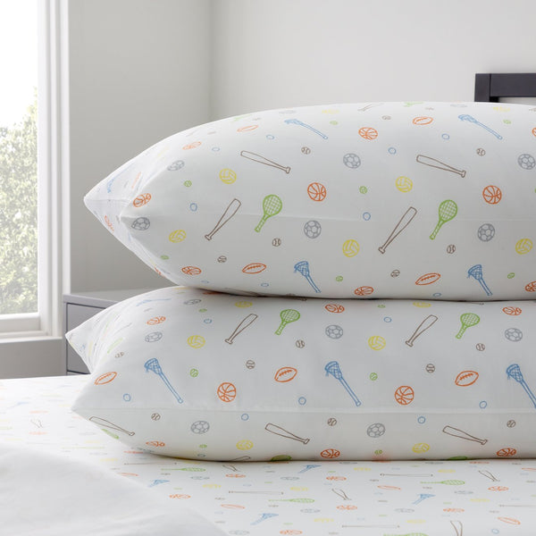 English Elm Linenspa Microfiber Sheet Set Twin Sport Pattern Blue – Super-Soft Durable Wrinkle & Fade Resistant Bedding for Kids Sleepsafe Comfort B350P394840