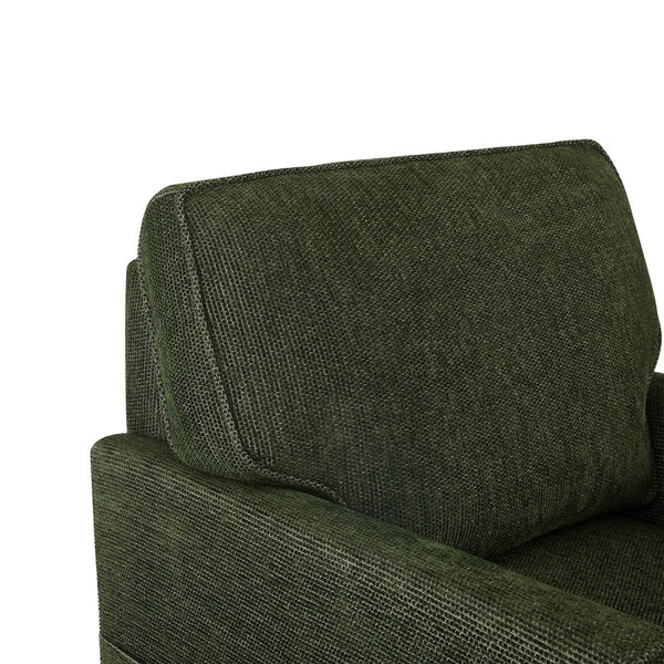 English Elm 360° Swivel Chair Accent Barrel Armchair with Chenille Upholstery, Deep Seat & Side Storage Pockets Green N719P283037F