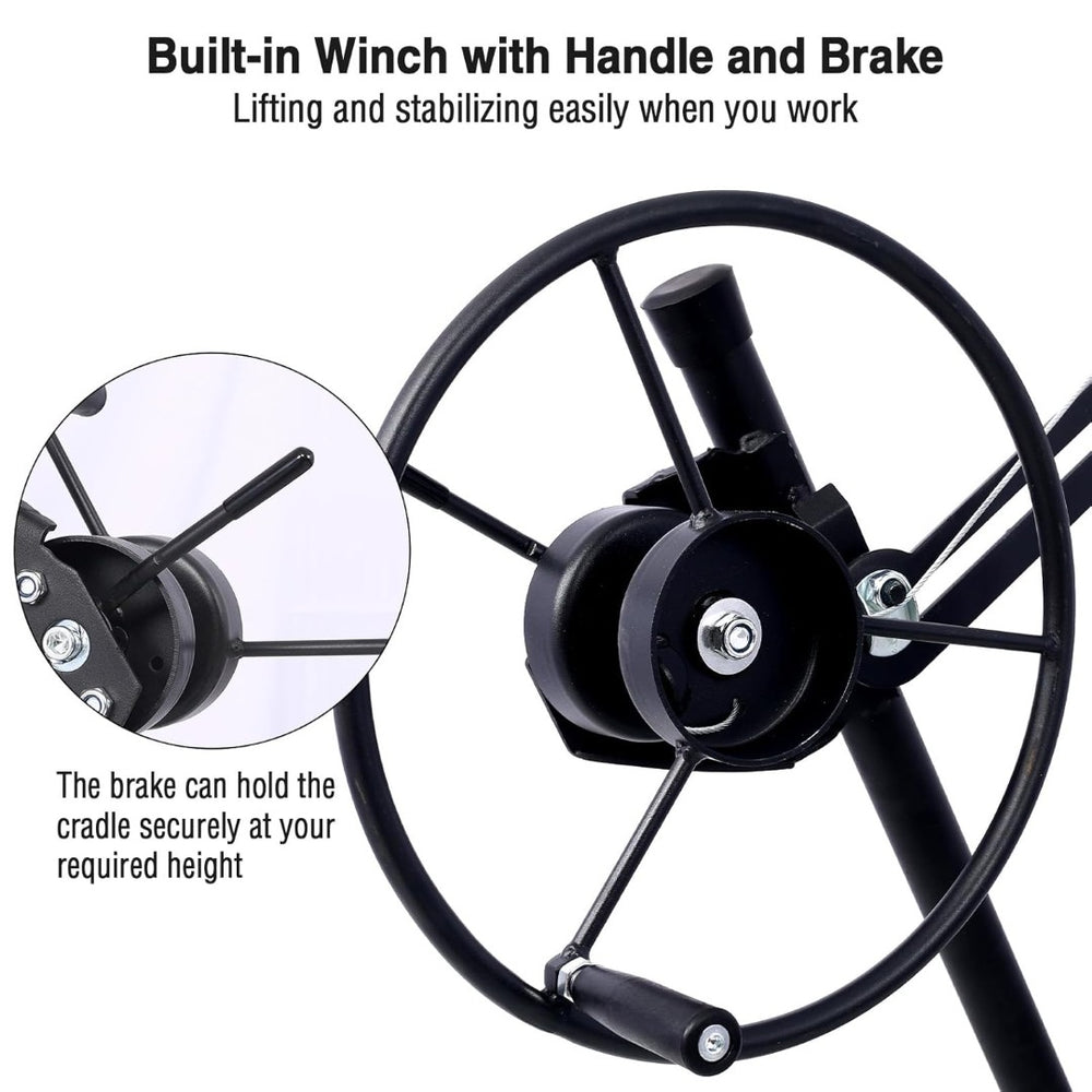 English Elm Drywall Hoist 11 Foot Steel Panel Lift with Telescopic Arm Winch and Locking Casters Black W2069P293026