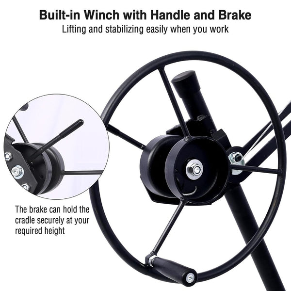 English Elm Drywall Hoist 11 Foot Steel Panel Lift with Telescopic Arm Winch and Locking Casters Black W2069P293026