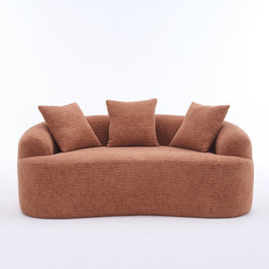 English Elm LY-025S Curved Loveseat Sofa Compact 65" chenille upholstery, 30D foam with spring core, 300lb capacity, 3 pillows, apartment-friendly Coral W2231P292947