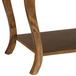 English Elm Becci Walnut Finish Accent Table with 2 Open Shelves, Cabriole & Square Legs, Durable MDF Veneer B2726P281460