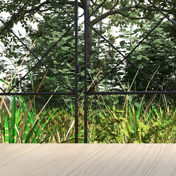English Elm Outsunny Steel Garden Fence Panels Set of 4 Arched Vine Powder Coated Yard Border W2225P174525