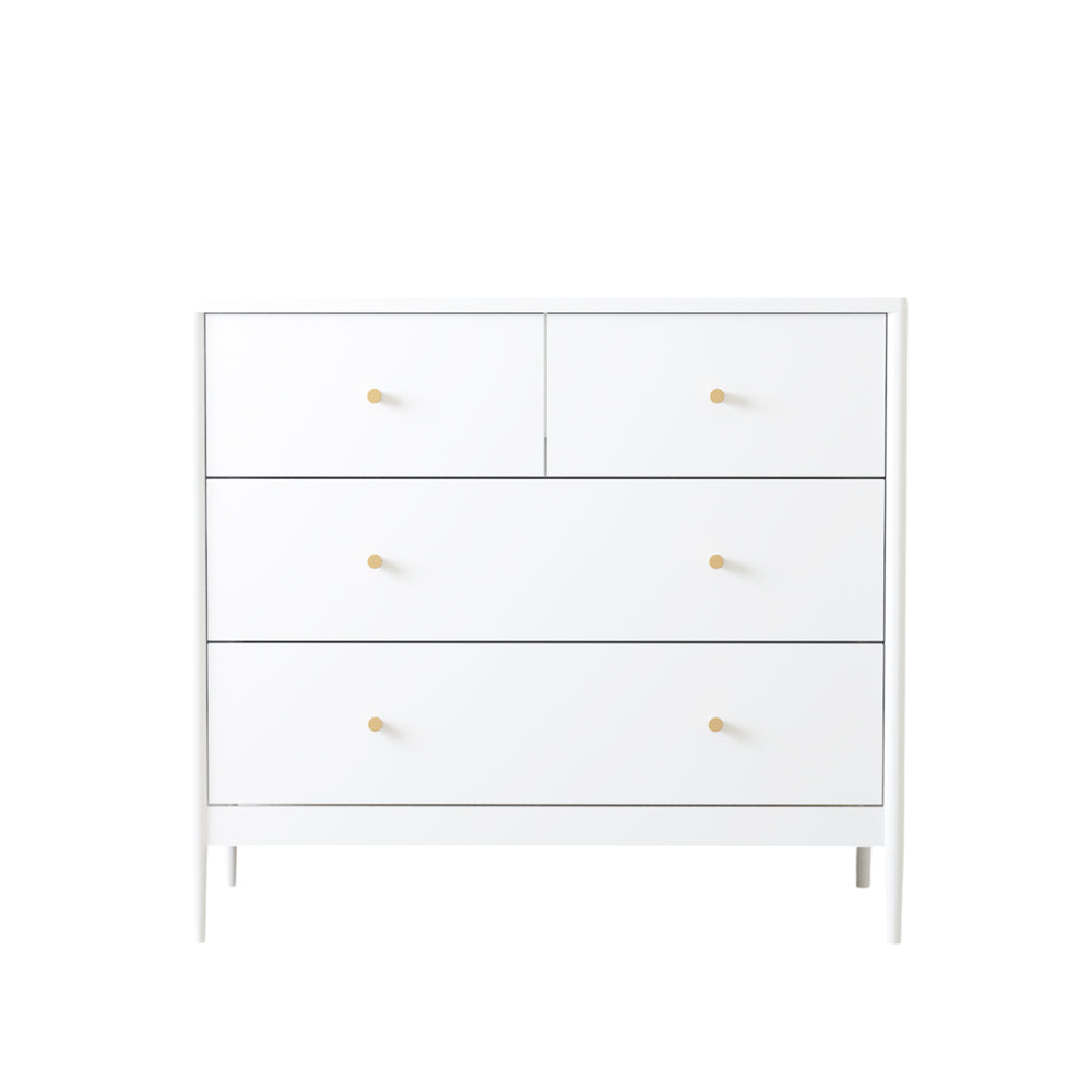 English Elm White Classic 4-Drawer Kids Dresser – Solid Poplar & Engineered Wood, Child-Safe, Anti-Tip, 35.4" Wide Storage Appeal W808P298011