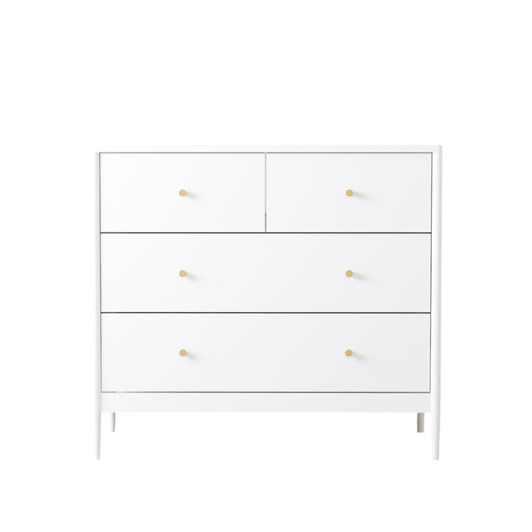 English Elm White Classic 4-Drawer Kids Dresser – Solid Poplar & Engineered Wood, Child-Safe, Anti-Tip, 35.4" Wide Storage Appeal W808P298011