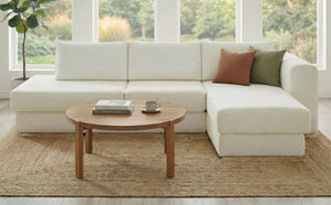 English Elm L-shaped Chenille Sectional Sofa with Deep Modular Seating and Layered Cushion Comfort Beige N763S000090A