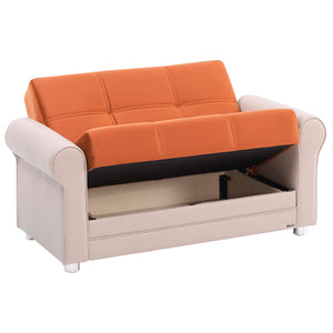 English Elm PrimeNest Ithara convertible upholstered loveseat with storage, sleeper sofa, leatherette comfort and sturdy design Orange B030P281723