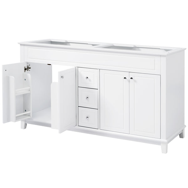 English Elm Christopher Knight Home® - 58" Bathroom Vanity Cabinet Base with Solid Wood Legs, 3 Drawers & 4 Soft-Close Doors, Open-Back Design, Adjustable Anti-Tip Feet, White Finish N759P351759K