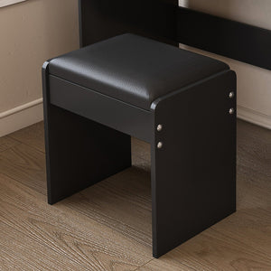 English Elm New Large Mirror Vanity Desk with 5 Drawers, Built-In Outlet & Hairdryer Holder, 3-Mode LED Lighting Black W509P339033