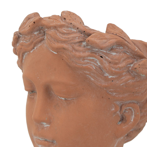 English Elm D6x9" Visage Head Bust Planter Brown — Antique-Inspired Ceramic Sculpture for Plants, Stylish Home Accent W2078P201042