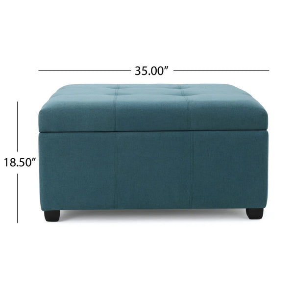 English Elm Tufted Square Ottoman with Hidden Storage Birch Legs Polyester Living Room Seat N757P359740L