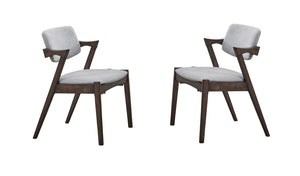 English Elm Mid-Century Padded Fabric Dining Chairs Set of 2 Walnut Rubberwood Upholstered Cushions, Stylish Comfort B011P203551