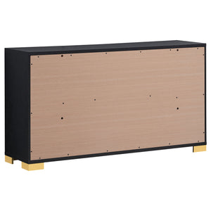 English Elm Medici Modern 4-Piece Led Twin Bedroom Set With Chic Black Finish & Gold Accents For Elegance B062S01067