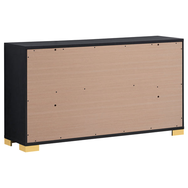 English Elm Medici Modern 4-Piece Led Twin Bedroom Set With Chic Black Finish & Gold Accents For Elegance B062S01067