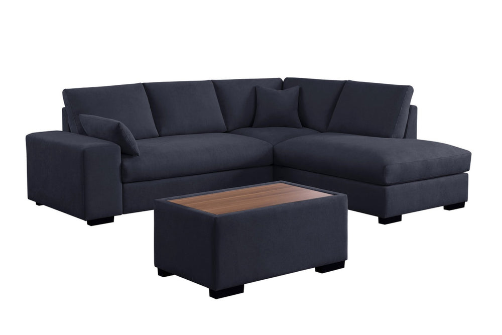English Elm Joviel Woven Fabric Sectional with Chaise Ottoman Pocket Coil Living Room Sofa B2749S00249