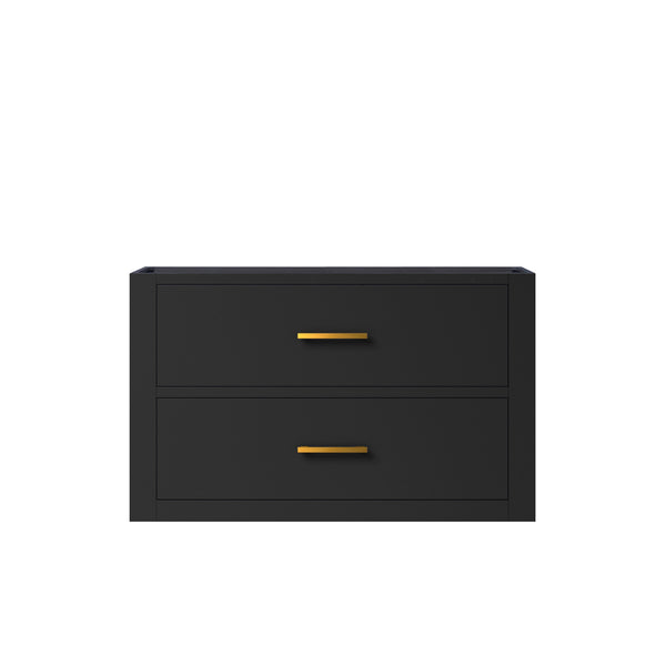 English Elm Black Midcentury Wall-Hung Bath Vanity – 30" W X 22" D, Stylish Storage Solution For Small Bathrooms B2731P257920