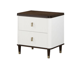 English Elm Carena Two-tone Walnut Veneer Nightstand with Usb Charging for Modern Bedrooms B2756P493473